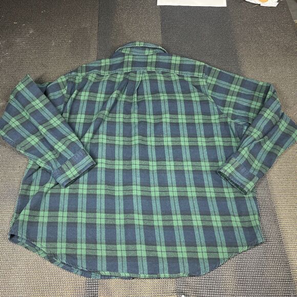 Eddie Bauer Men's Flannel Button Up Shirt Long Sleeve Green Blue Plaid Size XXL - Picture 6 of 6
